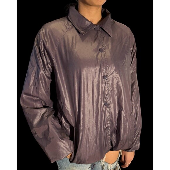 Vintage Changing Scene Jacket Women's Lilac WindBreaker Button Up 80s Pockets - Picture 8 of 10